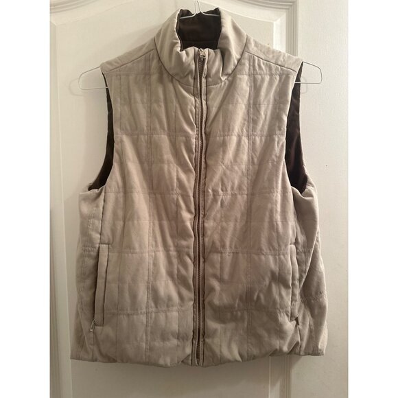 Kirkland Signature Reversible Quilted Vest Size XL Beige/Brown Polyester - Picture 1 of 7